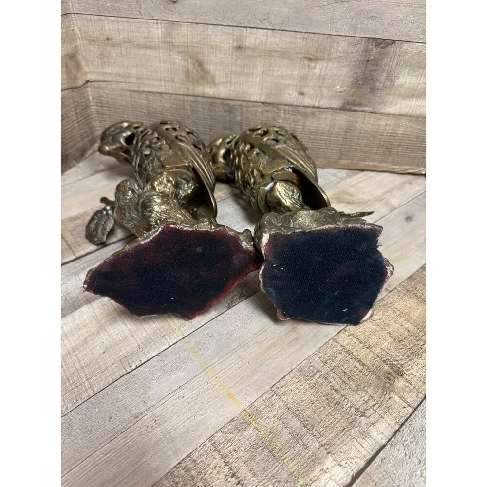 Vintage Brass Parrot Candle Holders